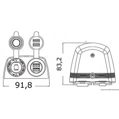 Opbouwpaneel USB en 12 V Plug