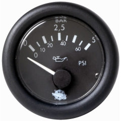 Oliedrukmeter 0-5 bar, 12 Volt - Oliedrukmeter motorboot 0-5 bar 24 volt